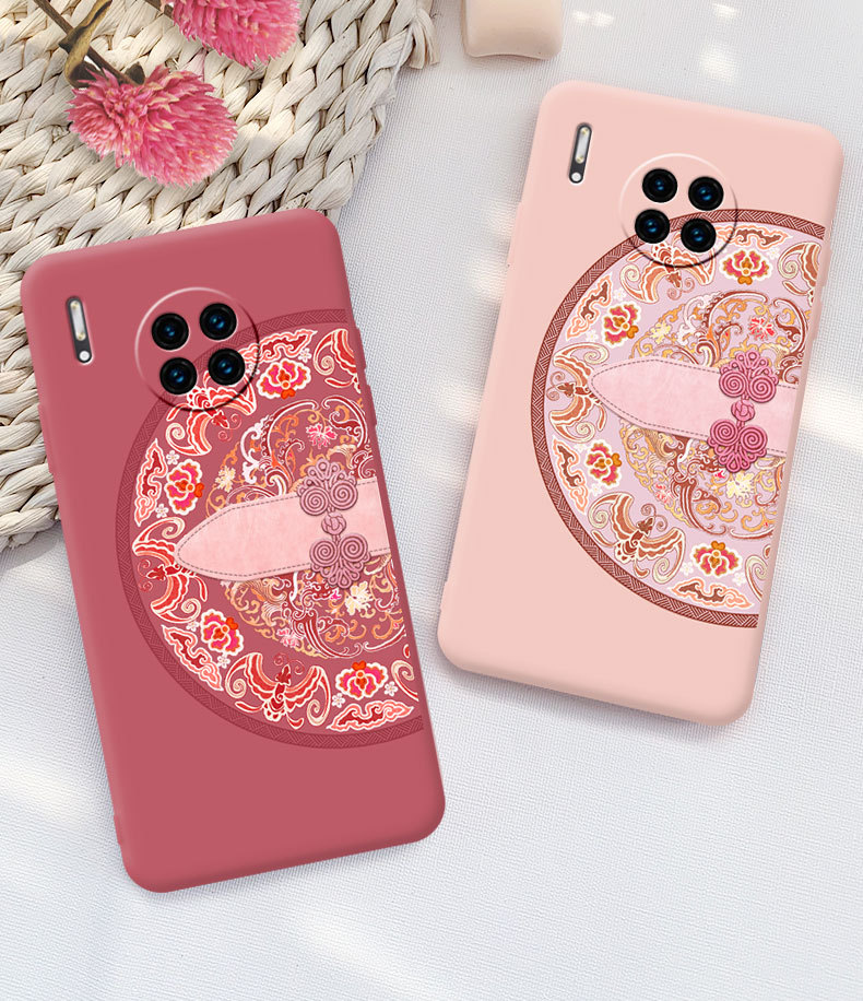 适用于华为mate30手机壳30pro山茶红液态硅胶20/20pro/10女款