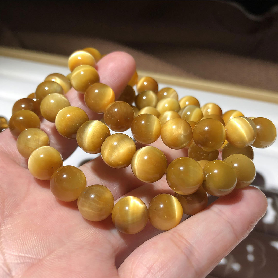 厂家直销天然a7金虎眼手链金色猫眼石半成品水晶饰品男女款批发