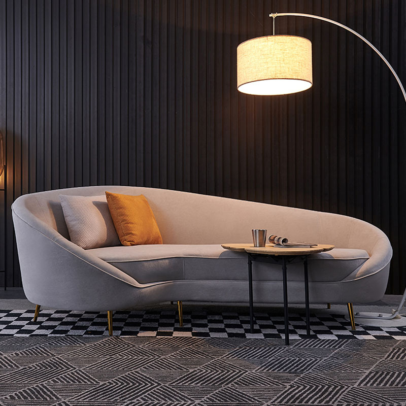 北欧轻奢弧形沙发茶几组合家用客厅布艺沙发椅工作室创意办公沙发