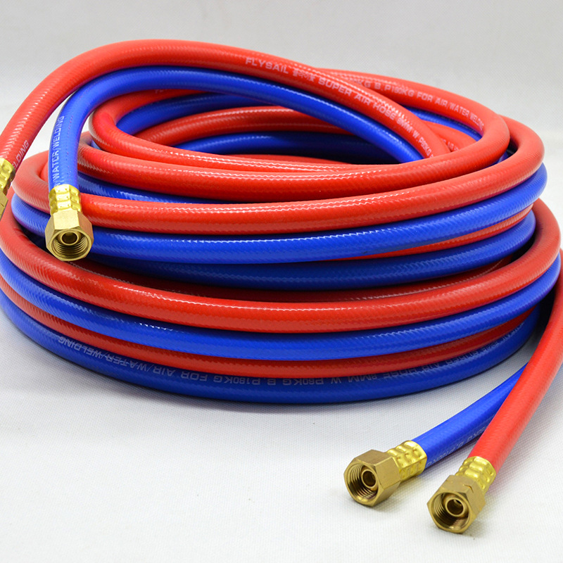 三胶两线氧气乙炔管 红蓝双色管风炮管整卷批发8mm10mm氧气乙炔管