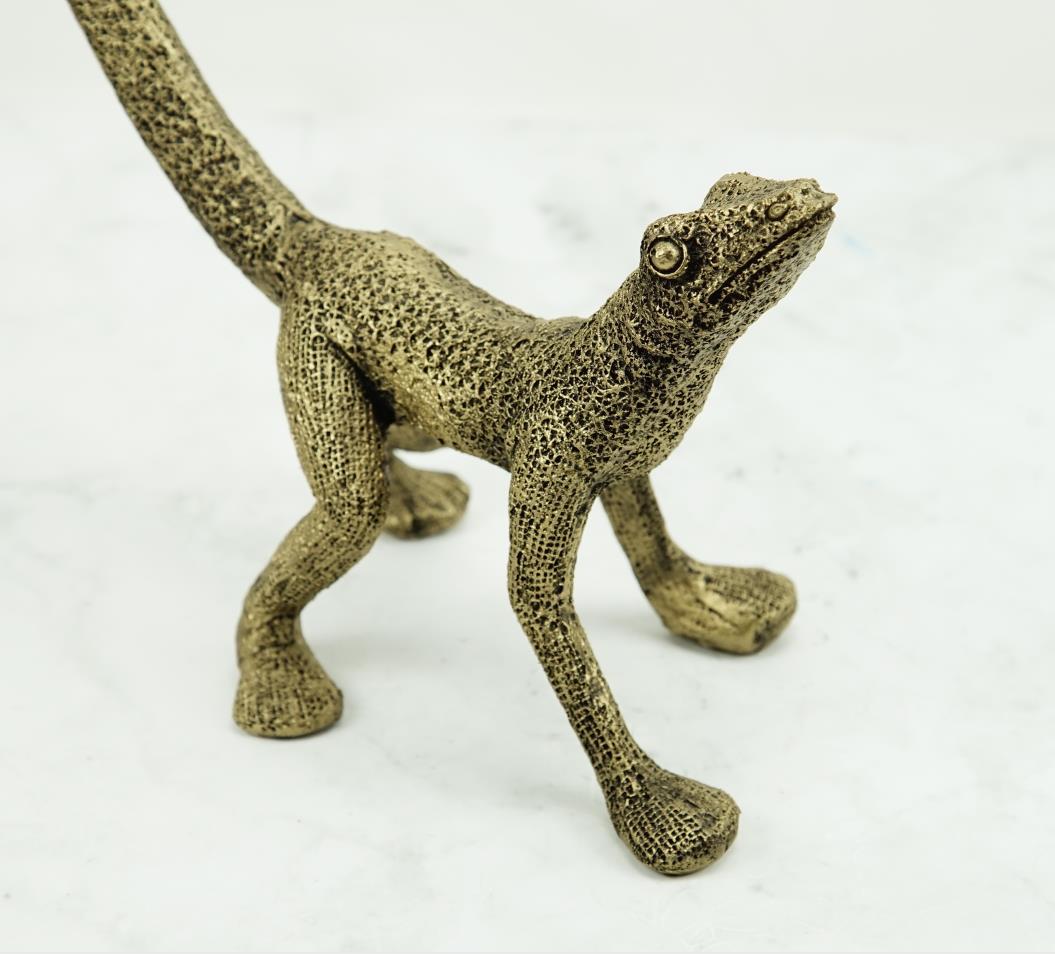 现代轻奢欧式金色树脂蜥蜴动物摆件 玄关书房客厅样板房装饰