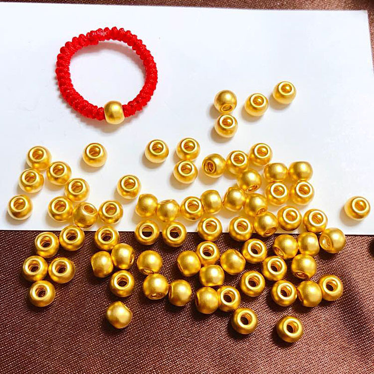 999千足金古法黄金散珠24k金珠diy红绳手链戒指纯金配件大孔串珠