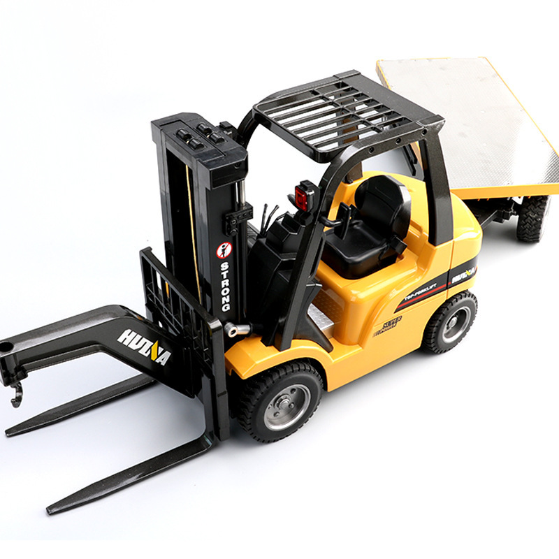 汇纳577合金仿真遥控叉车八通道大号遥控工程装载运输儿童玩具车