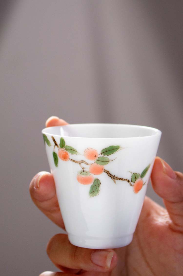 杯子陶瓷景德镇纯手绘茶杯 釉上彩羊脂白手工品茗杯 彩绘工艺