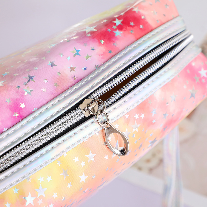 New Cosmetic Bag Creative Ins Tie-Dye Gradient Clutch Cute Girl Star Sequins Waterproof Storage Bag