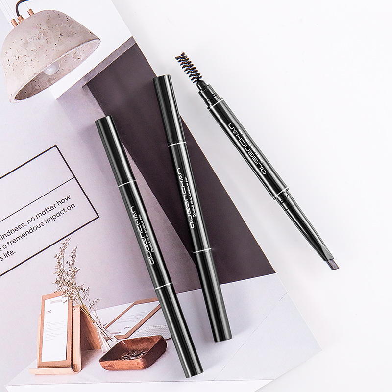 雀臣双头眉笔 防水防汗自动旋转眉笔持久不易脱色带眉刷 一件代发