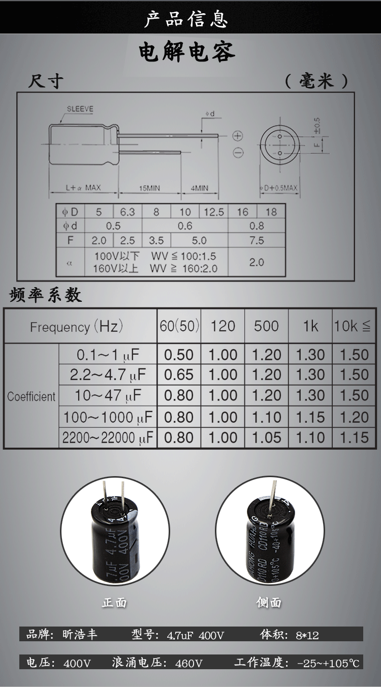 电解电容封装尺寸图图片