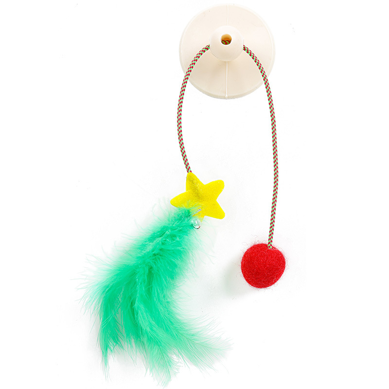 Pet Christmas Sucker Toys Cat Feather Self-Hi Toy Bite-Resistant Bell Ball Cat Teaser Factory Direct Sales
