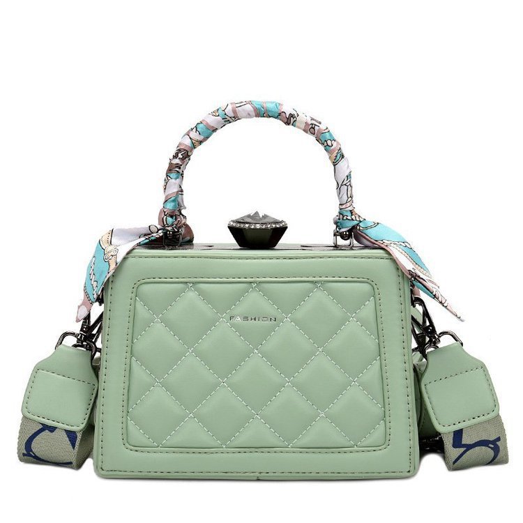 Bag Advanced Texture Fashion Box Rhinestone Bag Diamond Plaid Crossbody Bag Kelly Bag Wide Shoulder Strap Portable Shoulder Bag