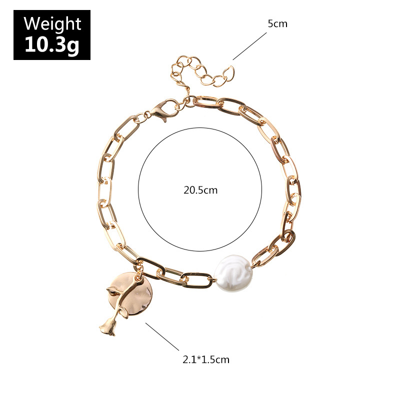 Cross-Border European and American Fashion Jewelry Cold Wind Metal Chain Versatile Personality round Rose Bracelet