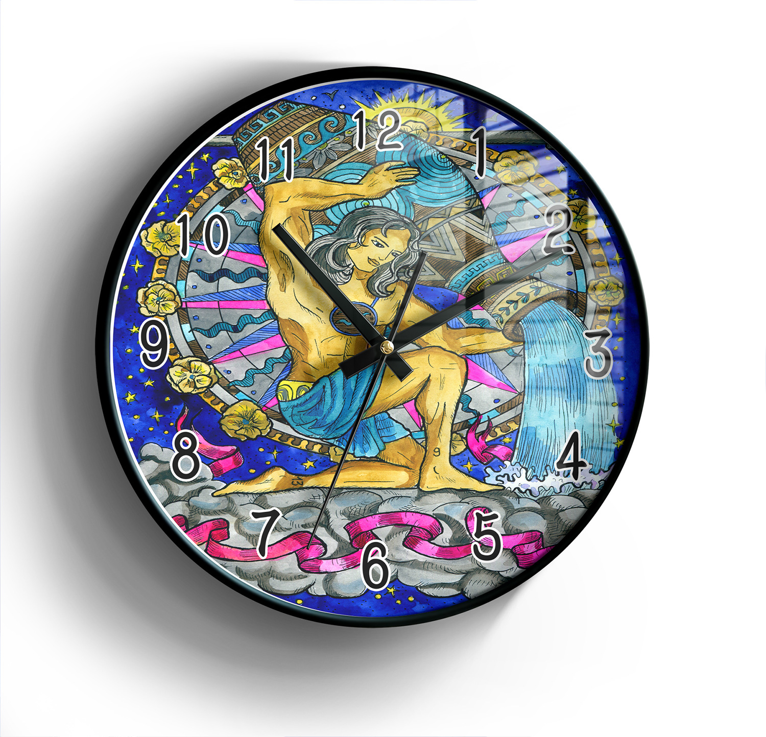 12英寸抽象画人物卡通挂钟石英钟表卧室客厅挂钟表简约时钟定制