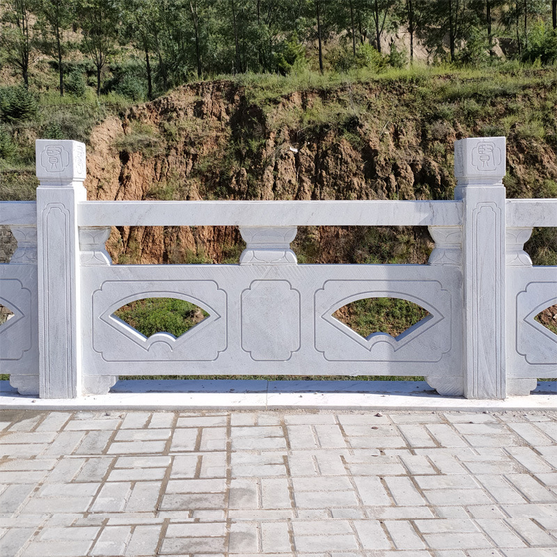 草白玉栏杆新款-镂空草白玉栏杆-路边用草白玉石材栏杆定制安装