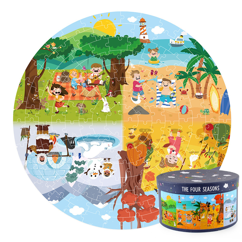 跨境货源新款 儿童拼图早教150片 四季春夏秋冬主题拼图工厂直销