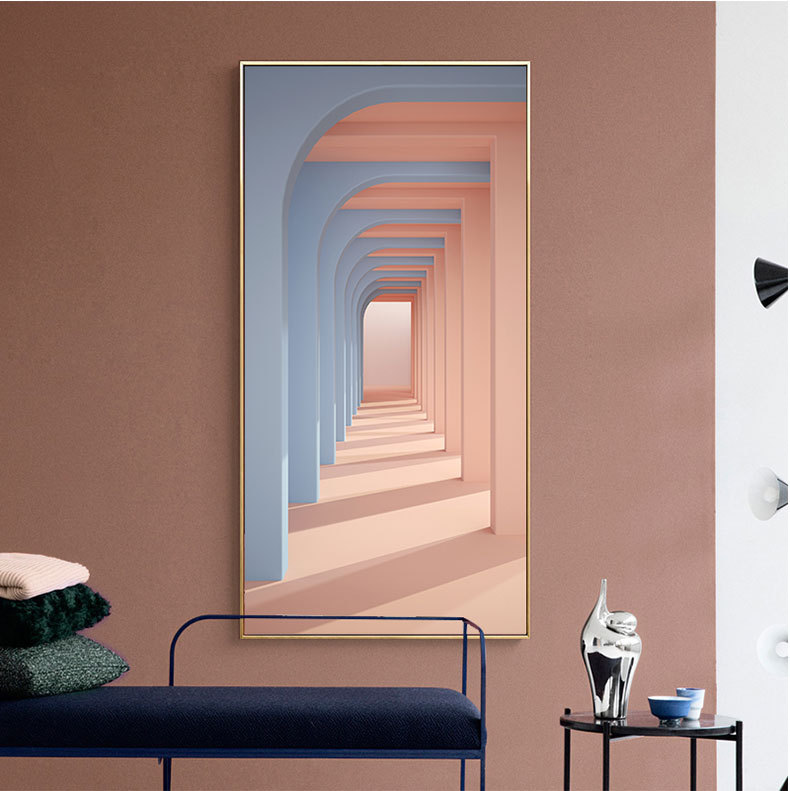 现代轻奢玄关装饰画客厅墙面空间感创意挂画过道走廊尽头壁画批发