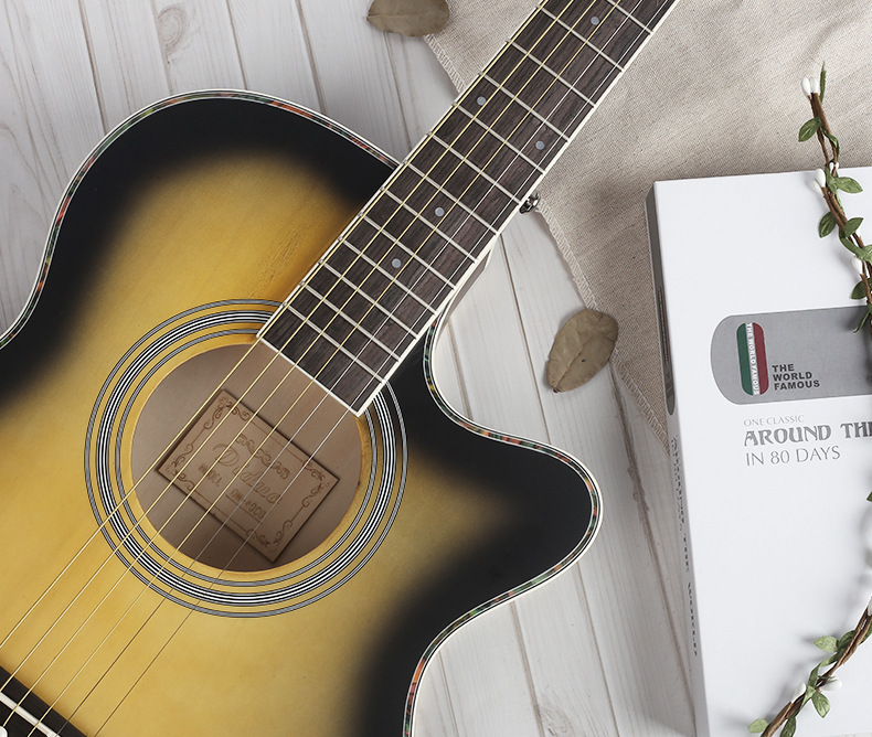 新款超薄桶40寸全椴木吉他学生民谣吉他guitar成人乐器木吉他jita