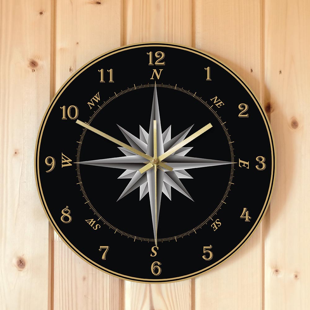 罗盘指南针方向亚克力时尚挂钟家居装饰艺术钟