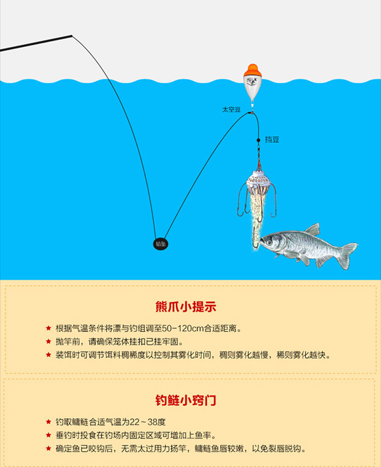 威娜熊爪水怪钩笼子浮钓鲢鳙鱼钩套装钓组夜光爆炸钩水雷浮球