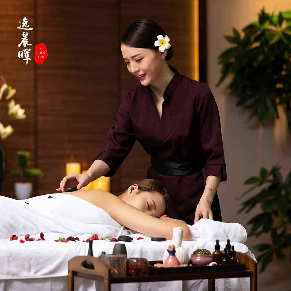 美容师工作服短袖套装2019新款spa养生馆韩版技师v领美容院女秋冬