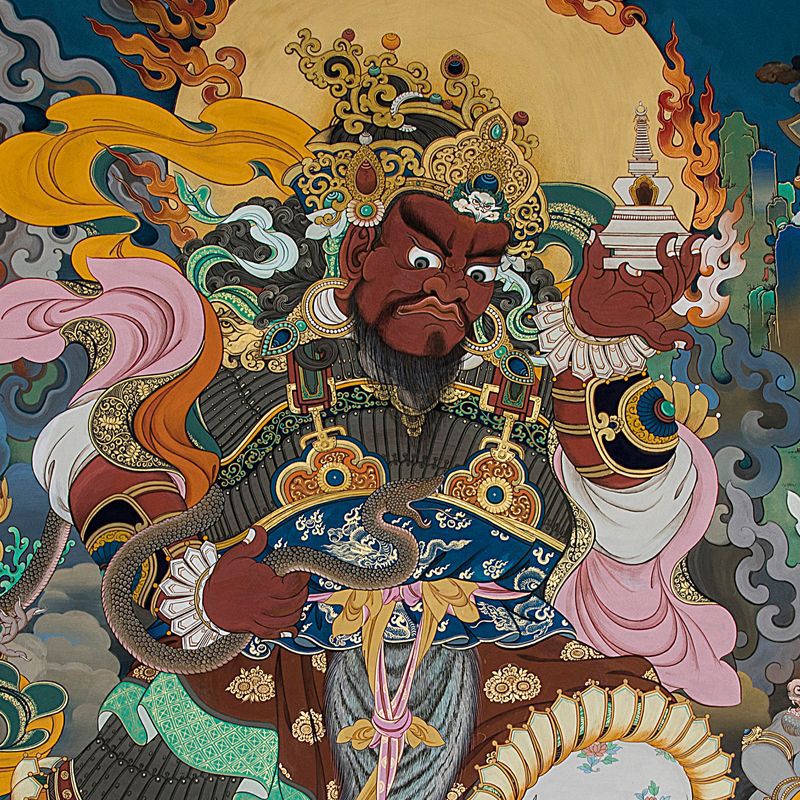 四大天王佛像挂画四大金刚护法保佑门神卷轴画四大菩萨佛堂装饰画