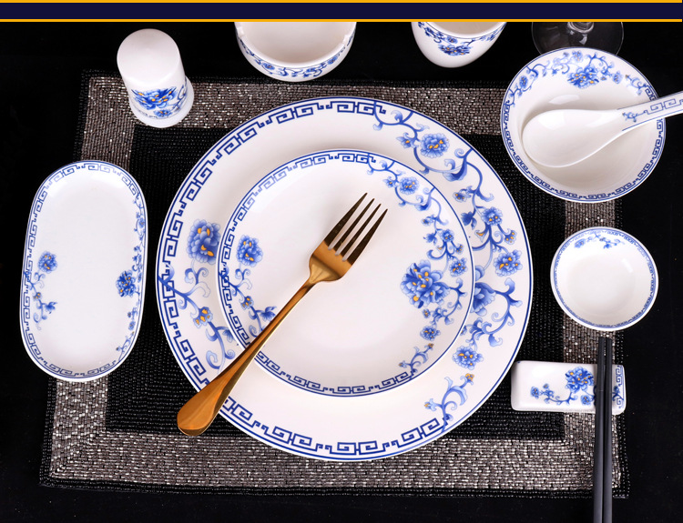 中式青花瓷酒店摆台餐具套装4件套 餐厅会所饭馆酒店厨房用具餐具