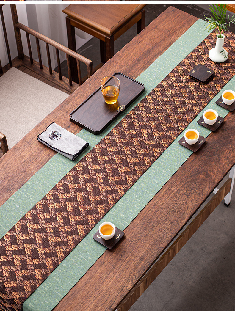 日式锦缎双面茶席仿水棉麻布桌旗禅意布艺干泡茶台桌布茶盘垫配件