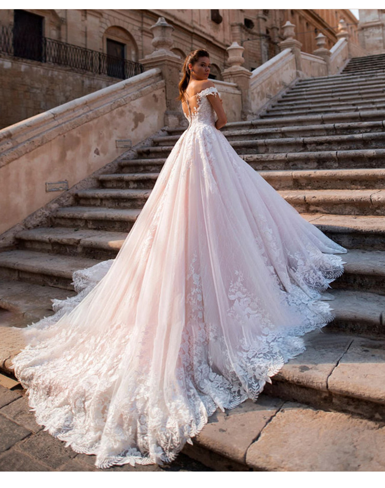 外贸婚纱礼服欧美风定制大拖尾婚纱 新娘2020新款跨境收腰v领露背