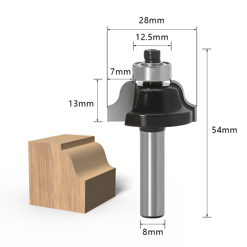 12件套8柄黑色木工铣刀 木工雕刻机/电木铣/修边机 刀头套装刀具