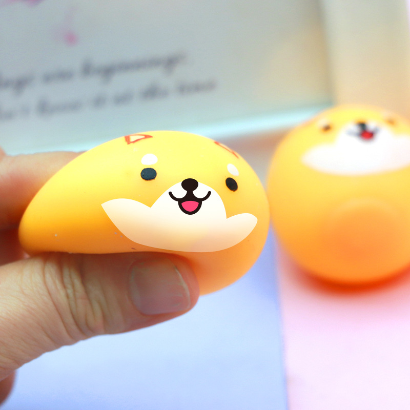 卡通动物柯基粘粘球 解压粘墙球黏黏球 挤压发泄球小猪解压粘墙球