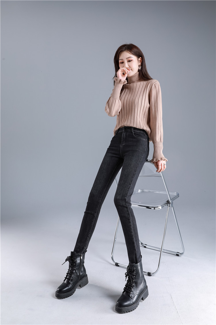 秋冬牛仔裤显瘦小脚铅笔裤 弹力高腰修身胖mm大码有加长版j-3199