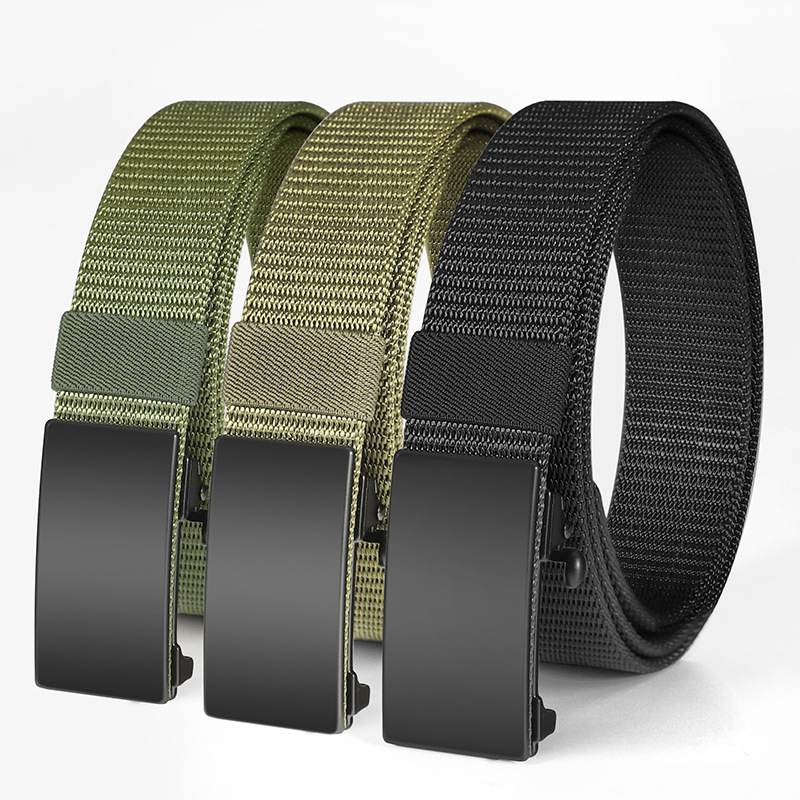 New Men's Toothless Automatic Buckle Belt Nylon Canvas Belt Men's Outdoor Casual Youth Student Pant Belt Men
