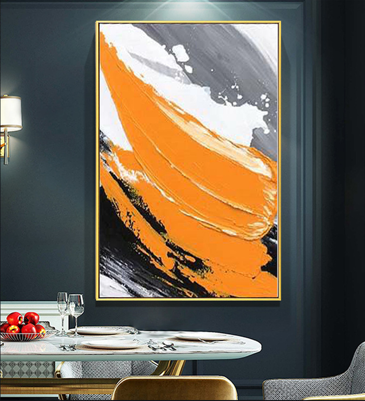 客厅沙发背景墙轻奢装饰画现代简约抽象三联画手绘油画餐厅挂画