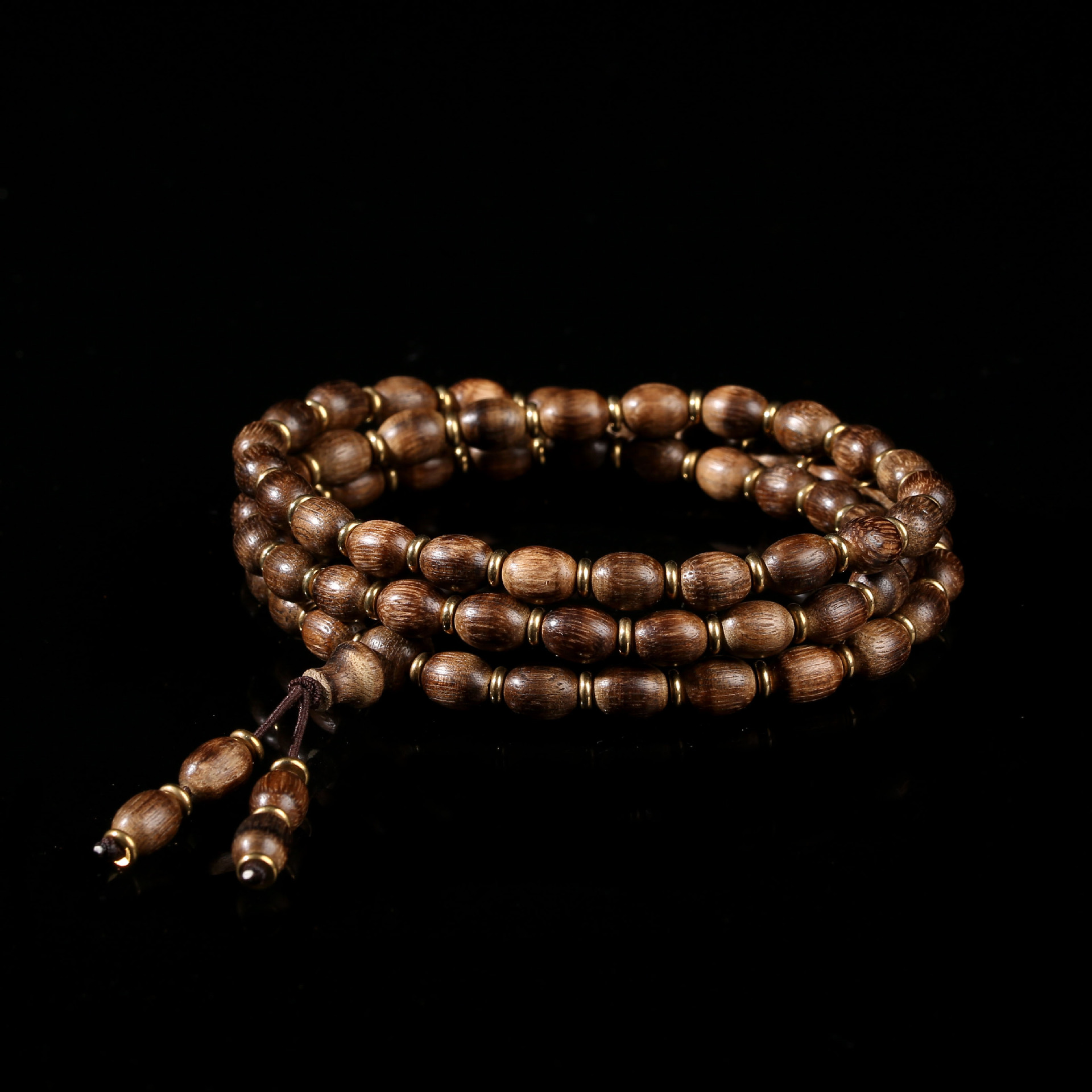 Indonesia Kalimantan Barrel Beads Melon Seed Beads Old Materials Agarwood Bracelet 68 Men and Women Buddha Beads Bracelet Mx010