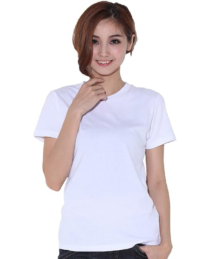180克100%精梳棉白色短袖女2021年宽松半袖t恤女士体恤上衣 圆领
