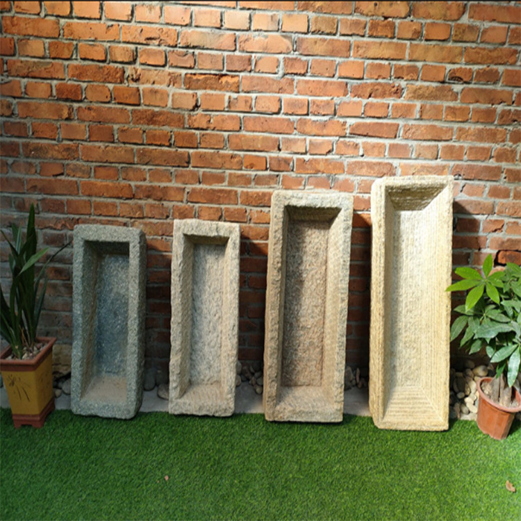 老马槽旧石器老石槽水槽鱼池水缸花盆鱼缸弧形牛槽老石缸流水