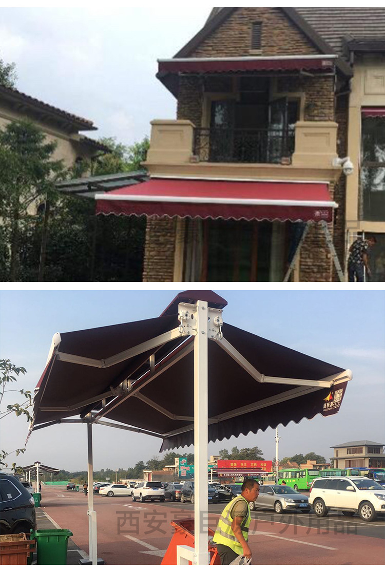 伸缩遮阳棚 伸缩雨棚商铺户外阳台伸缩棚厂家定制折叠伸缩遮阳棚