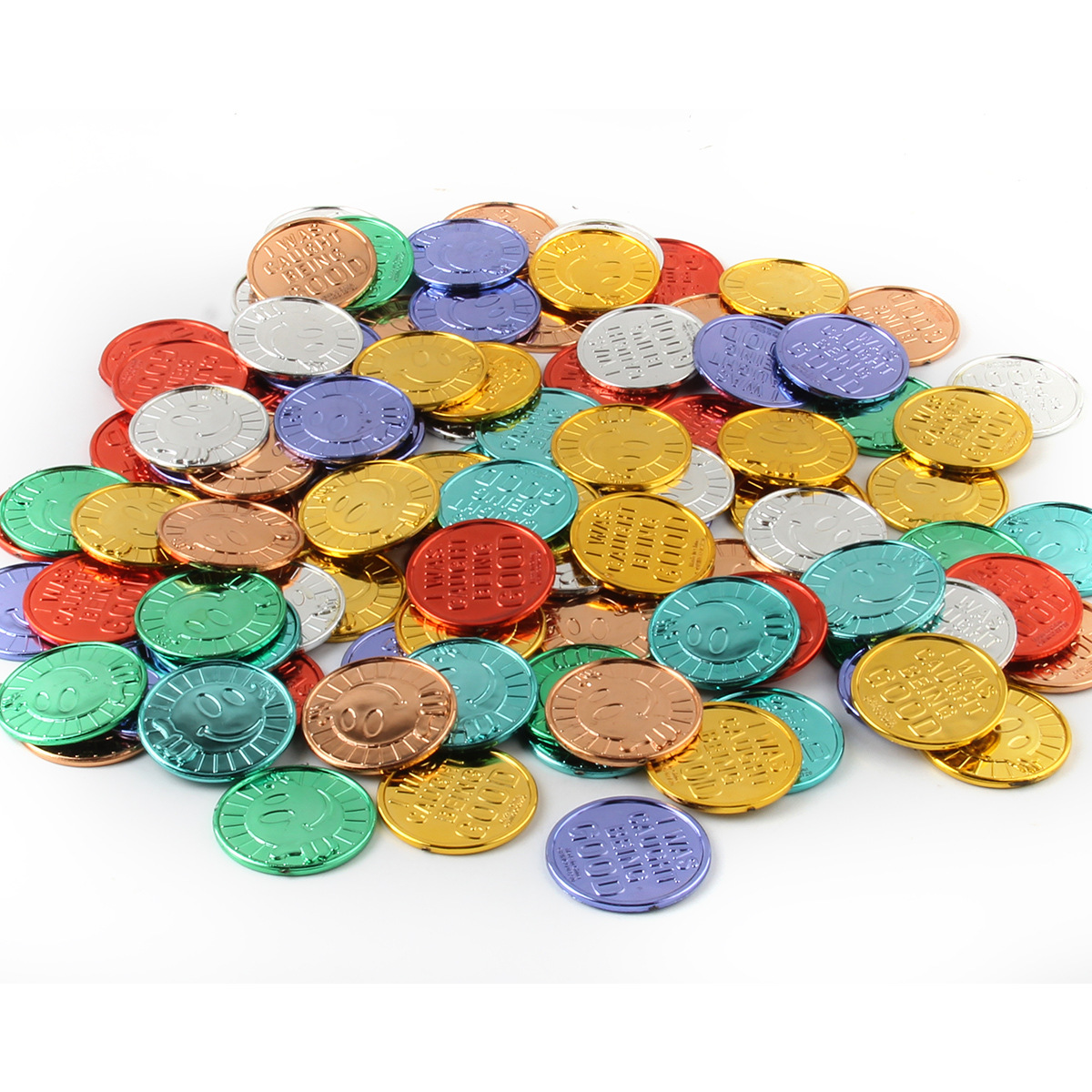 新颖奖励币笑脸金币幸运币游戏道具塑料币开心币派对圣诞节玩具币-阿