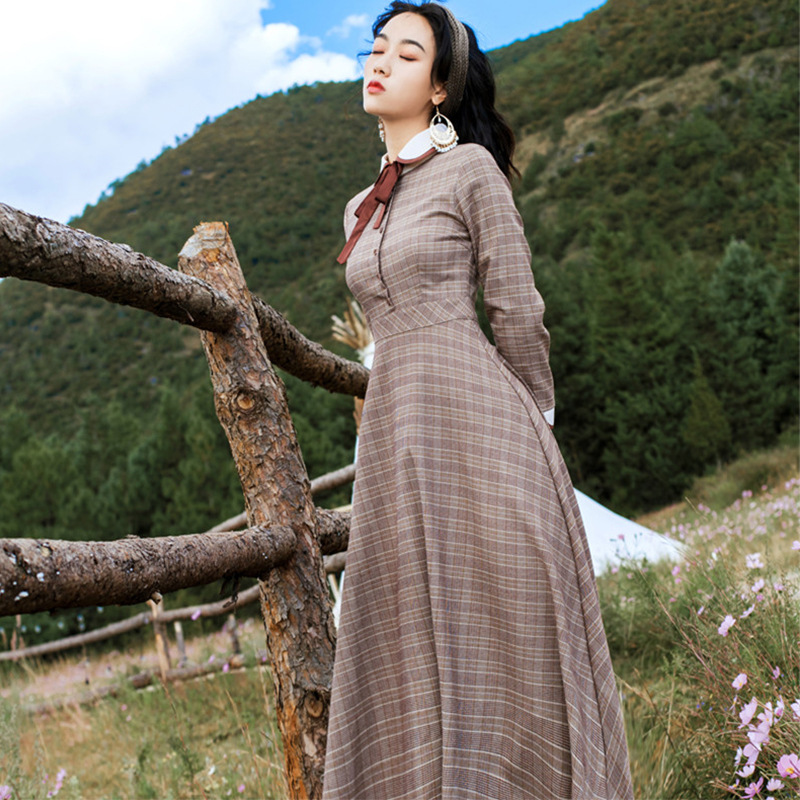 女装民国风英伦风连衣裙小洋装复古学生田园风森系草原风裙子