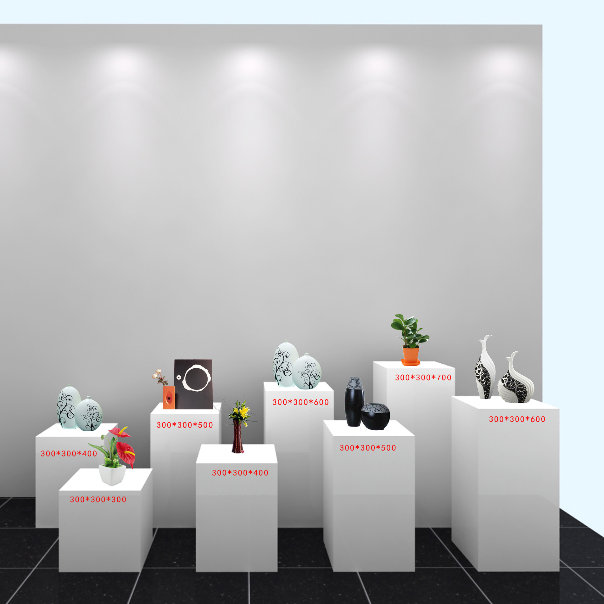 定做白色展台烤漆雕塑展示台方形橱窗展示柜鞋包展架陶瓷艺术展台