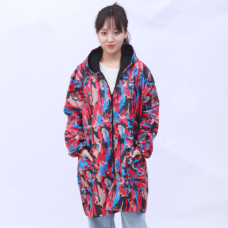 Composite Fleece-lined Labor Protection Unlined Long Gown Fashion Camouflage Dustproof Clothes Overclothes Unlined Long Gown Workshop Camouflage Work Clothes Printed Logo