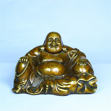铜佛摆件弥勒佛铜像黄铜卧佛摆饰车载佛祖笑佛大肚佛汽车摆件车饰