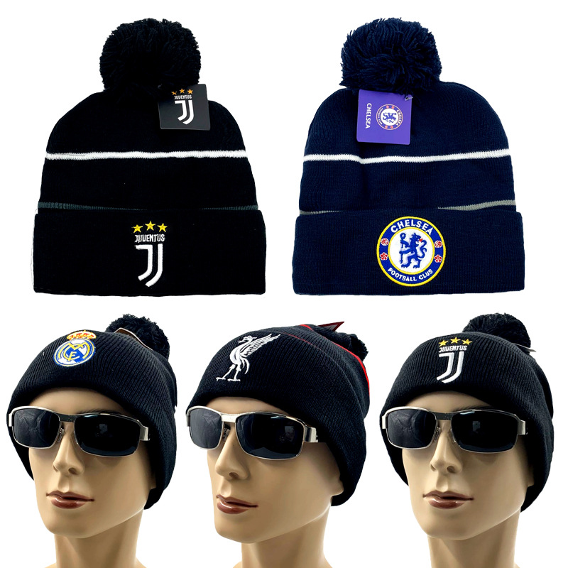 尤文皇马巴萨足球迷帽子针织毛线 巴黎切尔西利物浦冷帽冬季保暖