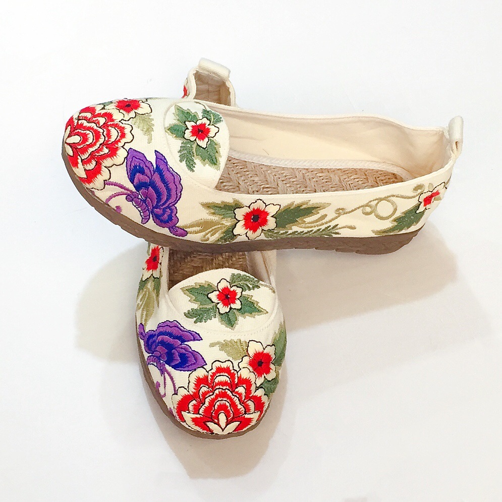 原版新款民族风绣花鞋棉麻刺绣花演出拍摄鞋民族风复古休闲绣花鞋