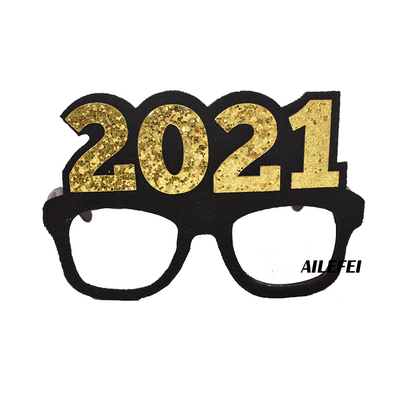 数字2021新年元旦跨年眼镜 跨境供货 派对搞怪造型舞会