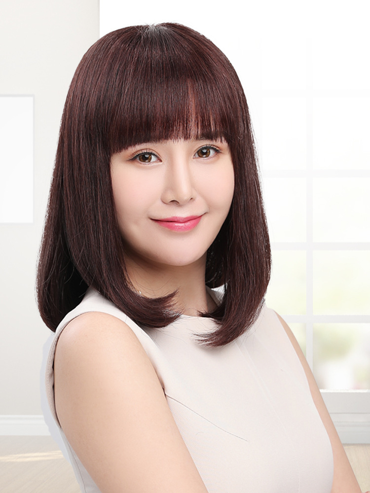 假发套女中长直发逼真自然全头套式时尚锁骨发女士假头发真人发丝