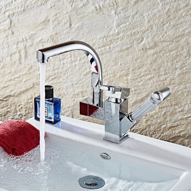 机器人多功能龙头洗脸盆洗菜盆通用水龙头冷热旋转抽拉多功能龙头