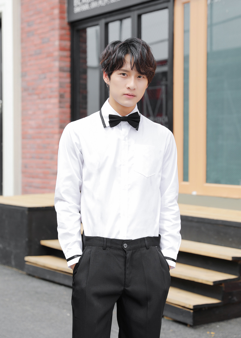 黑边男生长袖白衬衫黑裤子小时代jk制服学生装高中毕业季校服班服
