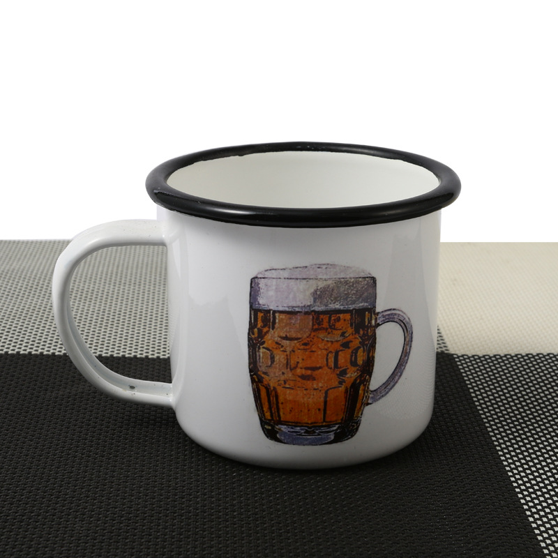 外贸创意搪瓷杯定制 包边搪瓷杯珐琅杯 卷边搪瓷杯珐琅杯水杯现货