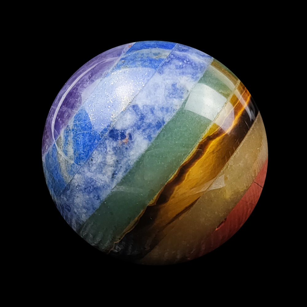 天然水晶玉石七彩球 20/25/40mm圆球摆件工艺品 瑜伽按摩球手把件