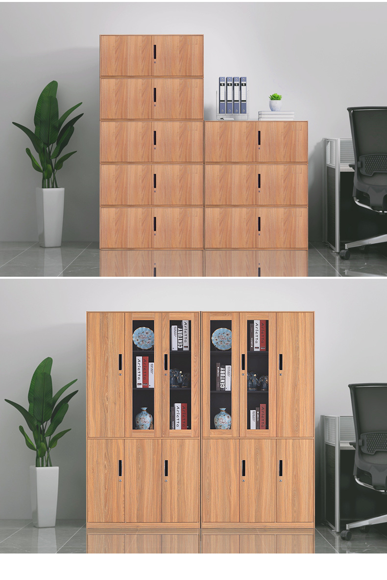 胡桃木纹转印文件柜铁皮柜档案柜书柜上海钢制办公家具定制资料柜