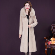 厂家直销颗粒羊剪绒大衣女2022冬季新款高贵时尚大毛领连帽外套女